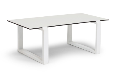 "Варадеро" журнальный стол из HPL 110х60 H43, каркас алюминий белый муар, цвет столешницы "молочный"