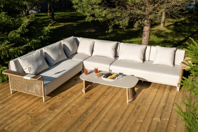 "Мальдивы" трансформирующаяся лаунж-зона из искусственного ротанга, цвет соломенный