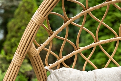 "Венеция" подвесное кресло-кокон из искусственного ротанга, цвет соломенный с бежевой подушкой