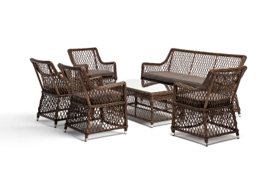 "Асти" лаунж-зона из искусственного ротанга на 6 персоны, цвет коричневый "Асти" лаунж-зона из искусственного ротанга на 6 персоны, цвет коричневый