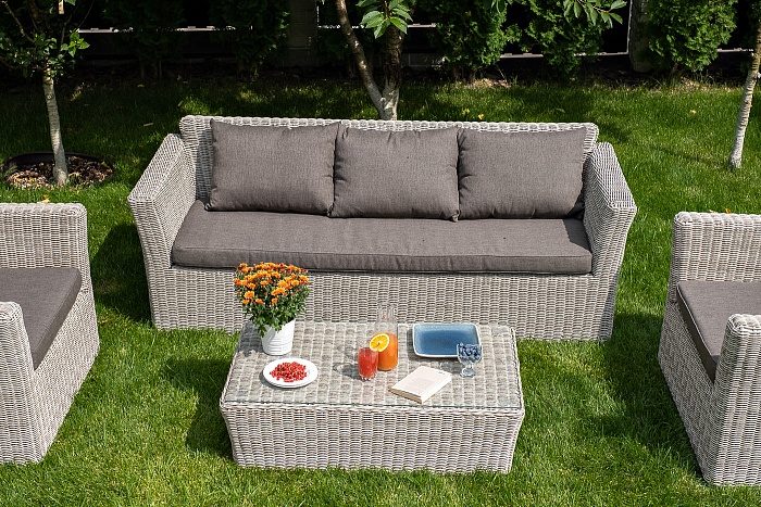 Капучино лаунж-зона из искусственного ротанга, цвет бежевый - фото 6