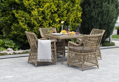 "Айриш" обеденная группа плетеная на 4 персоны, цвет соломенный