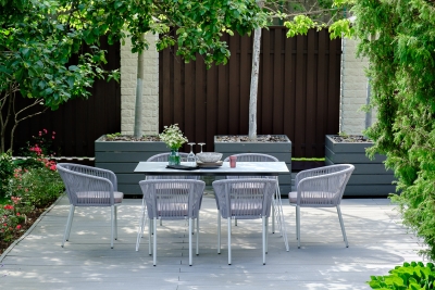 "Милан" обеденная группа на 6 персон, цвет светло-серый с белым каркасом "Милан" обеденная группа на 6 персон, цвет светло-серый с белым каркасом