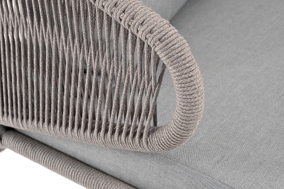 "Милан" диван 2-местный плетеный из роупа, каркас алюминий светло-серый (RAL7035) муар, роуп серый меланж круглый, ткань светло-серая "Милан" диван 2-местный плетеный из роупа, каркас алюминий светло-серый (RAL7035) муар, роуп серый меланж круглый, ткань светло-серая