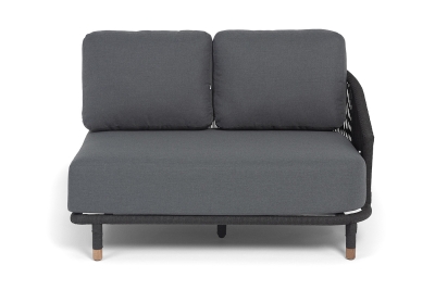 "Верона" левый модуль плетеный из роупа, каркас алюминий темно-серый (RAL7024) муар, роуп темно-серый круглый, ткань темно-серая 027, L131х89