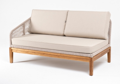 "Канны" правый модуль плетеный из роупа, основание дуб, роуп бежевый круглый, ткань бежевая 15052 "Канны" правый модуль плетеный из роупа, основание дуб, роуп бежевый круглый, ткань бежевая 15052