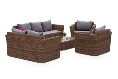 "Капучино Дабл" лаунж-зона из искусственного ротанга, цвет коричневый "Капучино Дабл" лаунж-зона из искусственного ротанга, цвет коричневый