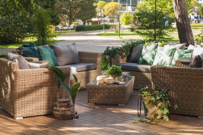 "Капучино Дабл" лаунж-зона из искусственного ротанга, цвет соломенный