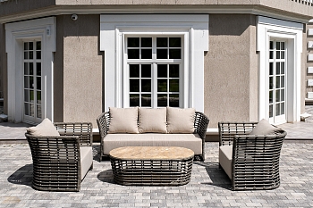 "Валенсия" лаунж-зона из искусственного ротанга, цвет серый