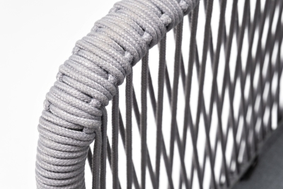 "Марсель" стул плетеный из роупа, каркас алюминий белый муар, роуп светло-серый круглый, ткань светло-серая "Марсель" стул плетеный из роупа, каркас алюминий белый муар, роуп светло-серый круглый, ткань светло-серая