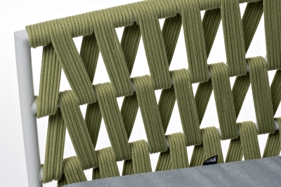 "Диего" кресло плетеное из роупа, каркас алюминий светло-серый (RAL7035) муар, роуп салатовый меланж круглый, ткань светло-серая "Диего" кресло плетеное из роупа, каркас алюминий светло-серый (RAL7035) муар, роуп салатовый меланж круглый, ткань светло-серая