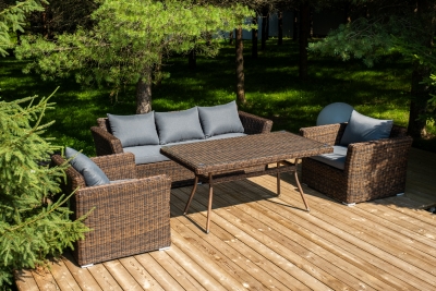 "Моккачино" обеденная группа из искусственного ротанга, цвет коричневый