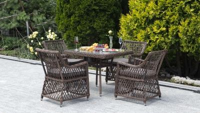 "Айриш" обеденная группа плетеная на 4 персоны, цвет коричневый