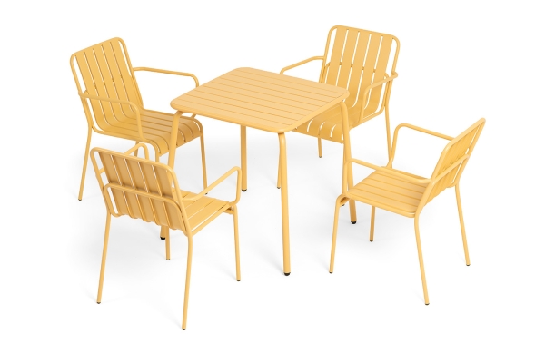 "Гелиос" обеденная группа на 4 персоны, цвет желтый