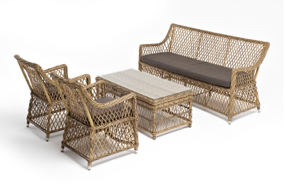 "Асти" лаунж-зона из искусственного ротанга на 4 персоны, цвет соломенный "Асти" лаунж-зона из искусственного ротанга на 4 персоны, цвет соломенный
