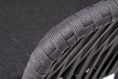 "Бордо" стул плетеный из роупа, каркас алюминий темно-серый (RAL7024) шагрень, роуп серый 15мм, ткань темно-серая 027 "Бордо" стул плетеный из роупа, каркас алюминий темно-серый (RAL7024) шагрень, роуп серый 15мм, ткань темно-серая 027