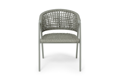 "Амстердам" стул плетеный из роупа, каркас алюминий, роуп серый круглый