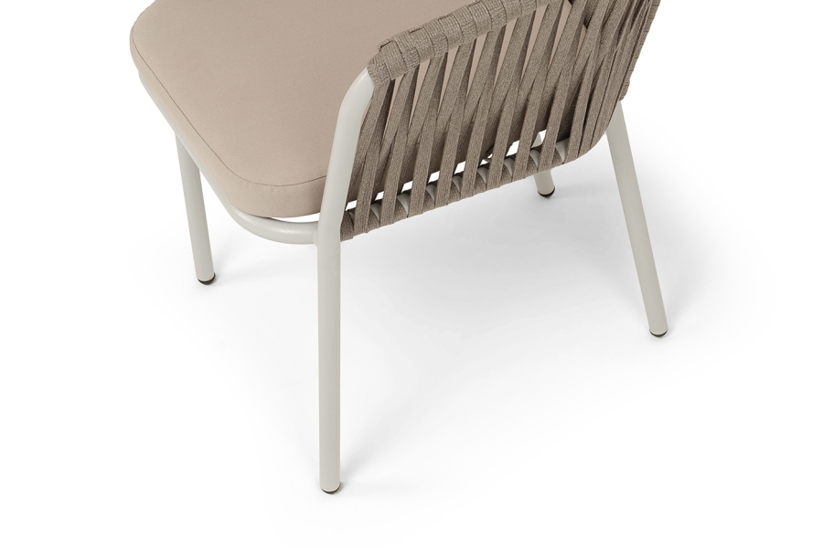 Бордо стул плетеный из роупа, каркас алюминий светло-серый (RAL7035) шагрень, роуп серо-коричневый 23мм, ткань Neo ash - фото 2