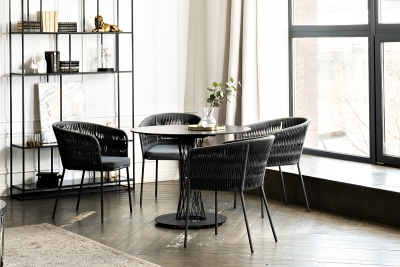 "Диего" обеденная группа на 4 персоны со стульями "Бордо" плетения колос, столешница "серый гранит" "Диего" обеденная группа на 4 персоны со стульями "Бордо" плетения колос, столешница "серый гранит"