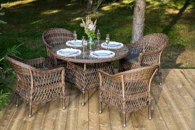 "Дольче" обеденная группа из искусственного ротанга, цвет коричневый