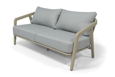 "Брюссель" диван двухместный из искусственного ротанга, цвет серый, каркас под дерево (холодно-бежевый)