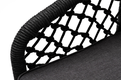 "Канны" кресло плетеное из роупа (узелки), каркас алюминий темно-серый (RAL7024) муар, роуп темно-серый круглый, ткань темно-серая 027 "Канны" кресло плетеное из роупа (узелки), каркас алюминий темно-серый (RAL7024) муар, роуп темно-серый круглый, ткань темно-серая 027