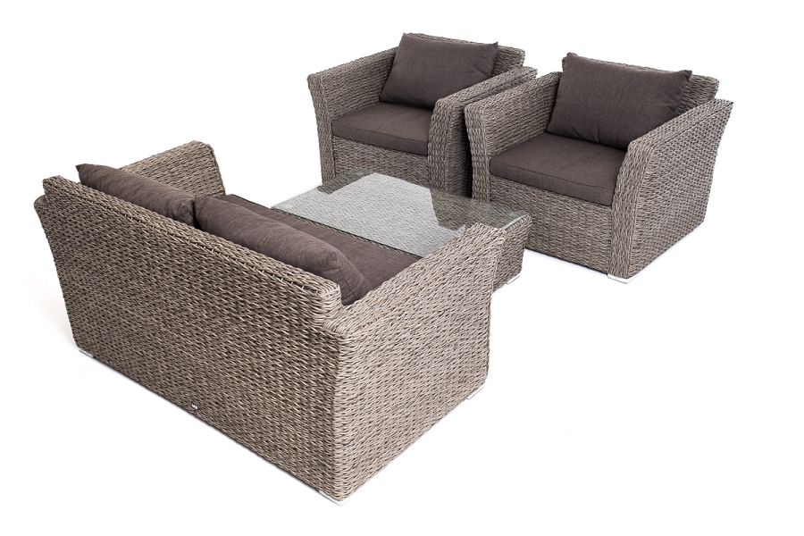 Капучино сингл лаунж-зона из искусственного ротанга (гиацинт), цвет серый - фото 5