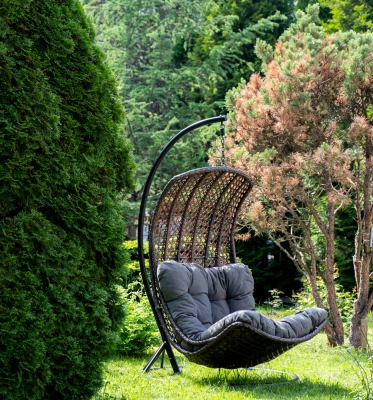 "Виши" подвесное кресло-кокон из искусственного ротанга, цвет коричневый с серо-коричневой подушкой "Виши" подвесное кресло-кокон из искусственного ротанга, цвет коричневый с серо-коричневой подушкой