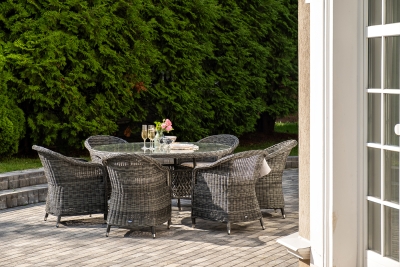 "Эспрессо–150 R" обеденная группа плетеная, цвет графит "Эспрессо–150 R" обеденная группа плетеная, цвет графит