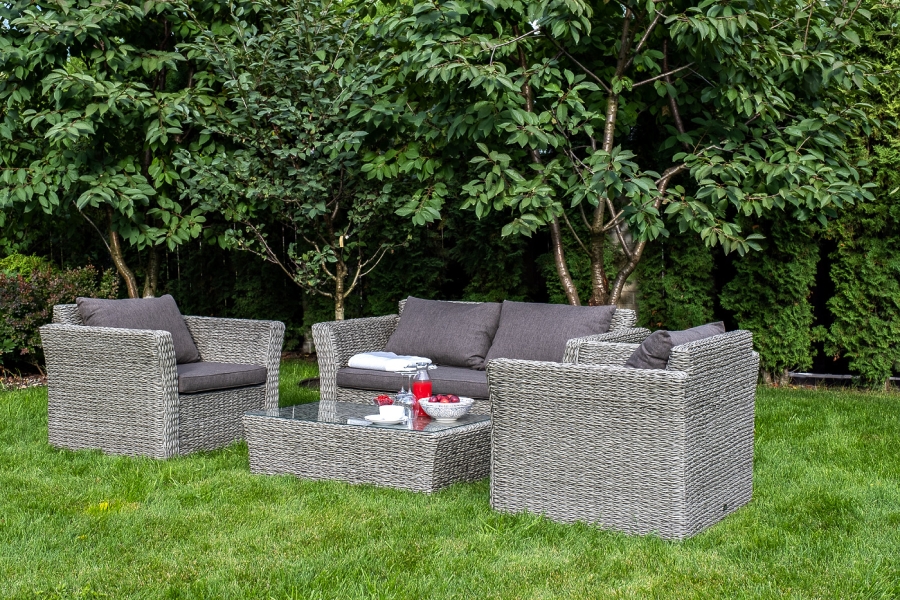 Капучино сингл лаунж-зона из искусственного ротанга (гиацинт), цвет серый - фото 4