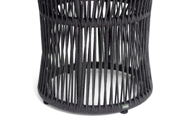 "Романо" журнальный стол из HPL круглый Ø45 H47, каркас из алюминия черный муар, цвет "черный мрамор", роуп темно серый круглый