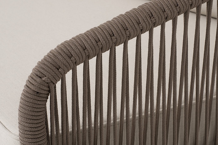 "Канны" диван модульный плетеный из роупа, каркас алюминий коричневый (RAL8016) муар, роуп коричневый круглый, ткань бежевая 035 Канны диван модульный плетеный из роупа, каркас алюминий коричневый (RAL8016) муар, роуп коричневый круглый, ткань бежевая 035 - фото 5