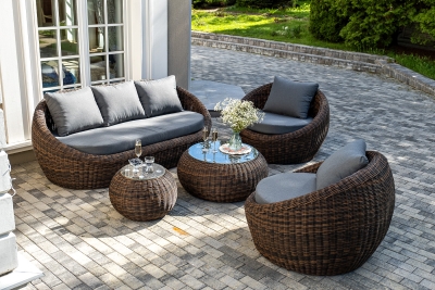 "Барселона" лаунж-зона из искусственного ротанга, цвет коричневый