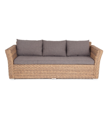 "Капучино" диван из искусственного ротанга (гиацинт) трехместный, цвет соломенный