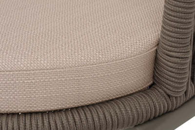 "Люксембург" стул плетеный из роупа, каркас из стали бежево-серый (RAL7006) муар, роуп коричневый круглый, ткань Mossle бежевая