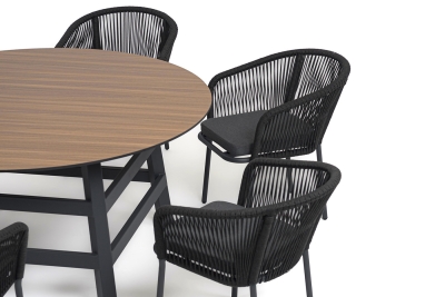 "Рио" обеденная группа на 6 персон, стол HPL "дуб", цвет темно-серый "Рио" обеденная группа на 6 персон, стол HPL "дуб", цвет темно-серый