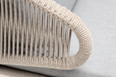 "Милан" кресло плетеное из роупа, каркас алюминий светло-серый (RAL7035) муар, роуп серый меланж круглый, ткань светло-серая "Милан" кресло плетеное из роупа, каркас алюминий светло-серый (RAL7035) муар, роуп серый меланж круглый, ткань светло-серая