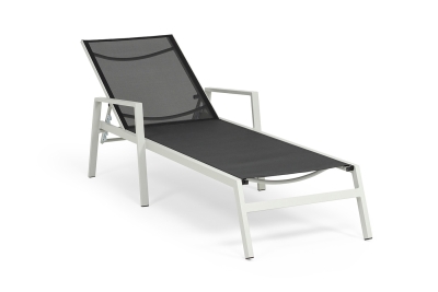 "Парма" шезлонг, каркас алюминий светло-серый (RAL7035) муар, ткань текстилен темно-серая