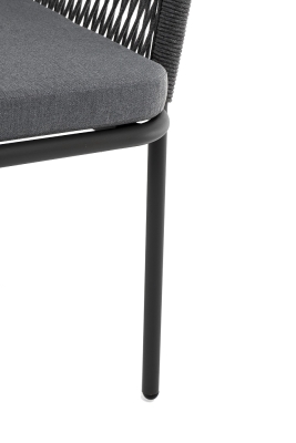 "Лион" стул плетеный из роупа, каркас алюминий серый (RAL7022) муар, роуп серый круглый, ткань серая 017 "Лион" стул плетеный из роупа, каркас алюминий серый (RAL7022) муар, роуп серый круглый, ткань серая 017