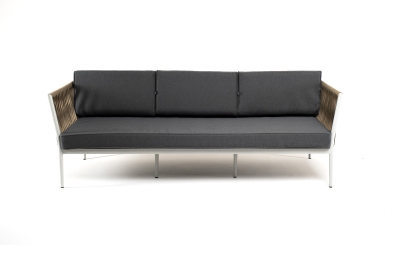 "Касабланка" диван 3-местный плетеный из роупа, каркас алюминий светло-серый (RAL7035) муар, роуп серо-коричневый 23мм, ткань серая 017 "Касабланка" диван 3-местный плетеный из роупа, каркас алюминий светло-серый (RAL7035) муар, роуп серо-коричневый 23мм, ткань серая 017