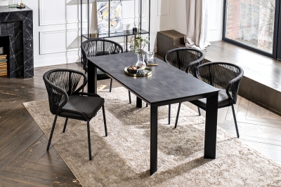 "Венето" обеденная группа на 4 персоны со стульями "Милан", каркас темно-серый, роуп темно-серый "Венето" обеденная группа на 4 персоны со стульями "Милан", каркас темно-серый, роуп темно-серый