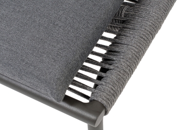 "Авиньон" кресло плетеное из роупа, каркас алюминий серый (RAL7022) муар, роуп серый круглый, ткань темно-серая 027