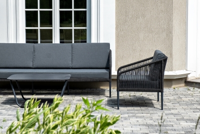 "Канны" лаунж-зона 5-местная плетеная из роупа (веревки), цвет темно-серый