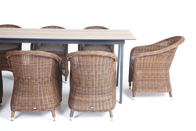 "Рио" обеденная группа на 10 персон, стол HPL "дуб", цвет коричневый