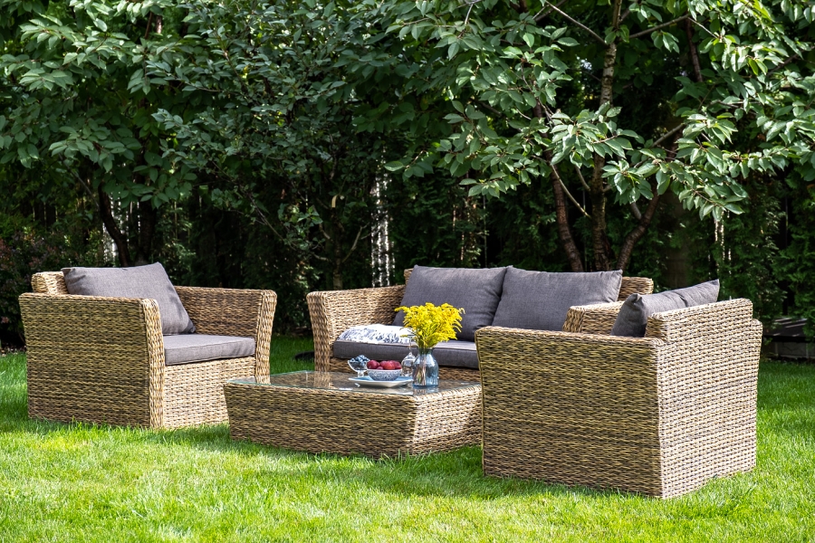 Капучино кресло из искусственного ротанга (гиацинт), цвет соломенный - фото 10