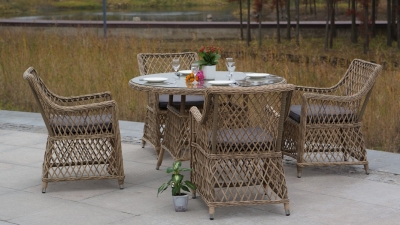 "Эспрессо" плетеный круглый стол, диаметр 118 см, цвет соломенный "Эспрессо" плетеный круглый стол, диаметр 118 см, цвет соломенный