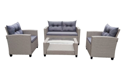 "Филадельфия" лаунж-зона из искусственного ротанга, цвет серый, цвет подушек серый (К)