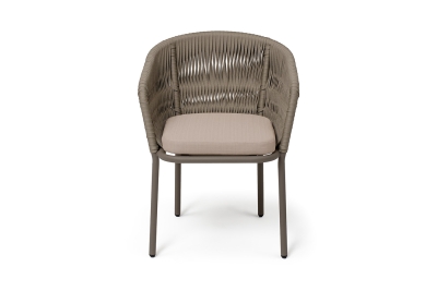 "Бордо" стул плетеный из роупа (колос), каркас алюминий бежево-серый (RAL7006) муар, роуп серо-коричневый 23мм, ткань Mossle бежевая "Бордо" стул плетеный из роупа (колос), каркас алюминий бежево-серый (RAL7006) муар, роуп серо-коричневый 23мм, ткань Mossle бежевая