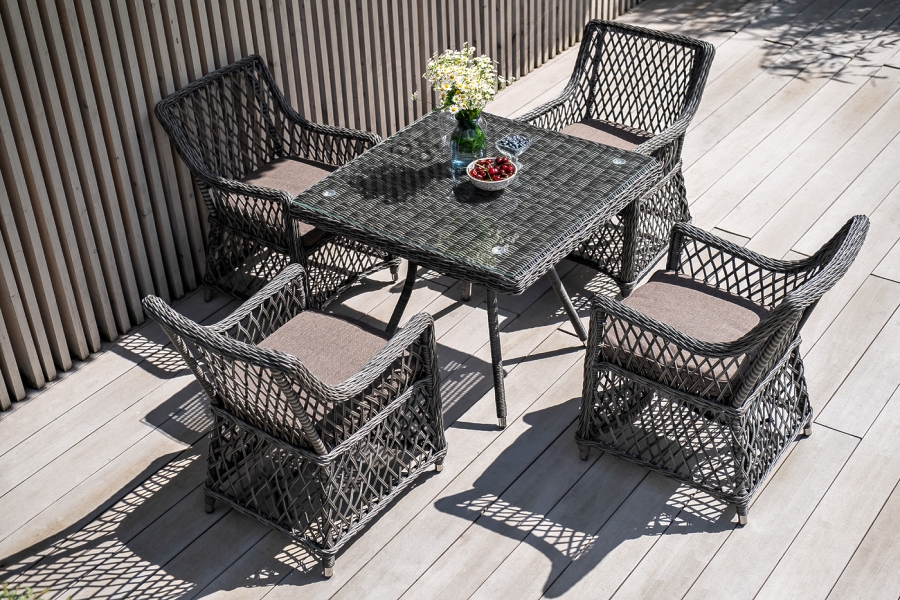 Айриш обеденная группа плетеная на 4 персоны, цвет графит - фото 4