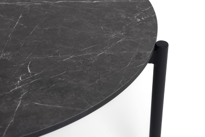 "Монти" журнальный стол из HPL D80 H40 см, цвет столешницы "серый мрамор", подстолье черное муар